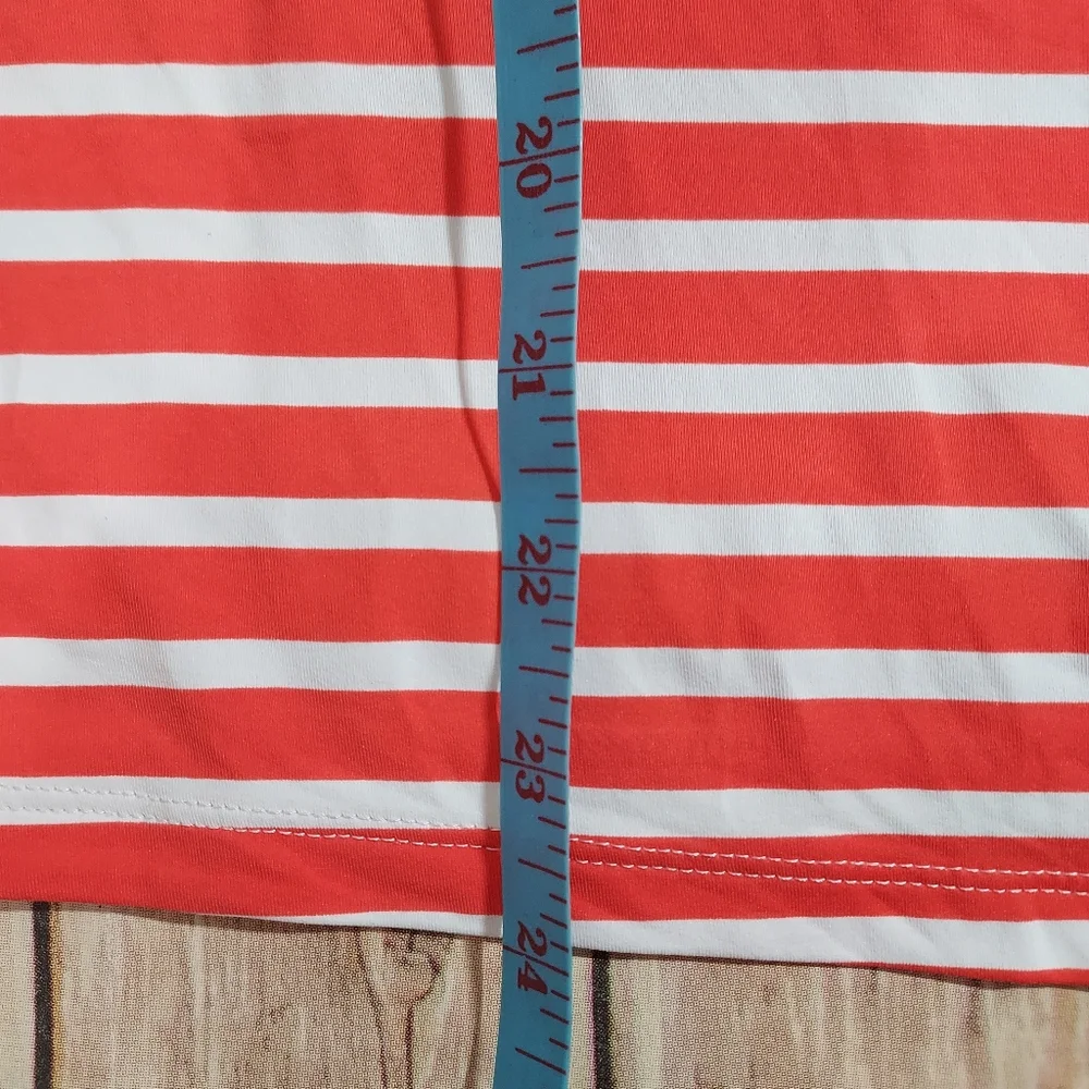 Lands End pink orange stripe swim shirt rashguard M 10-12